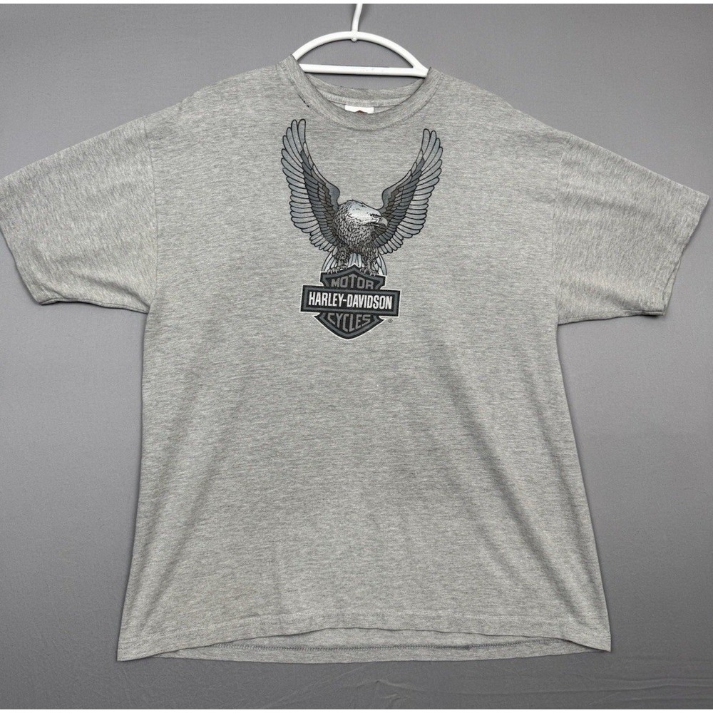 Vintage Harley Davidson Gray Graphic Tee Mens XL Eagle Pin Up 2008 Engine Biker